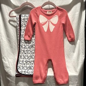 Kate Spade, 6M, knit romper and blanket